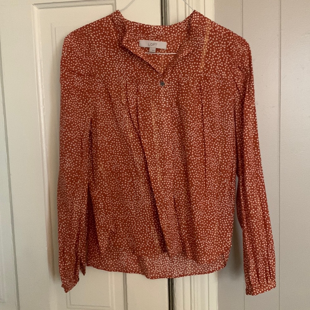Long sleeve button up blouse from Loft, size Sm.